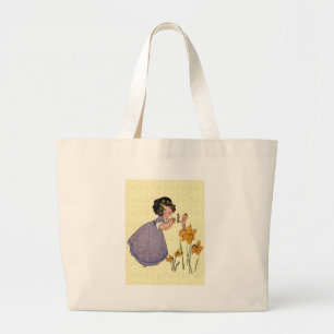 Tuin Elfen Narcis Sprookjesland Lente Pasen Grote Tote Bag