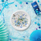 Tuin en tropische blauwe bloemen boeket. papieren bordje (Feest)