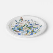 Tuin en tropische blauwe bloemen boeket. papieren bordje (Gekanteld)