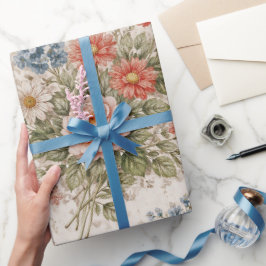 Tuin-erfgoedpatroon met bloemige blos cadeaupapier