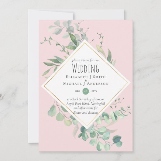 Tuin Eucalyptus Groene BLADERIGE ROZE Huwelijk (Voorkant)