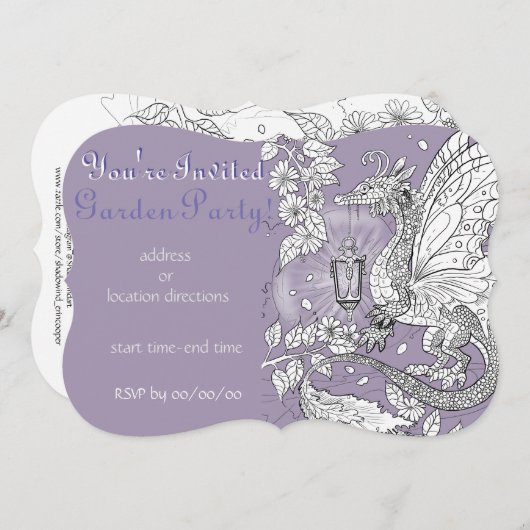 Tuin Faery Dragon uitnodiging (Voorkant / Achterkant)