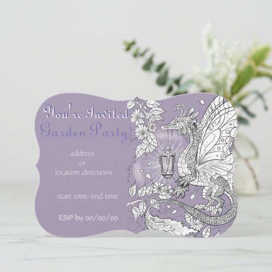 Tuin Faery Dragon uitnodiging (Staand voorkant)