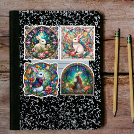 Tuin Fantasie Konijn Gebrandschilderd Glas Pasen Sticker