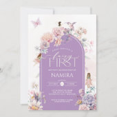 Tuin feeën kleine fee eerste verjaardag kaart (Voorkant)