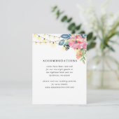 Tuin Feest Bloemen & Twinkle Lichten Blauw Bruilof Informatiekaartje (Staand voorkant)