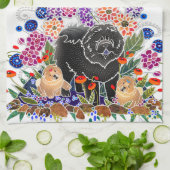 TUIN FEEST chow keukenhanddoek witte achtergrond (Gevouwen)