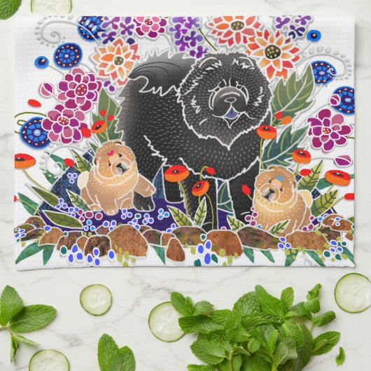 TUIN FEEST chow keukenhanddoek witte achtergrond (Gevouwen)