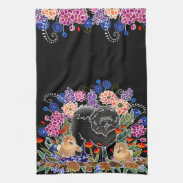 TUIN FEEST chow keukenhanddoek zwarte achtergrond