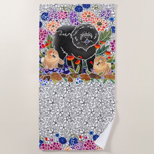 TUIN FEEST chow strand handdoek witte achtergrond (Voorkant)