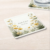Tuin Feest Geel en Olijf Wildflower Kartonnen Onderzetters (Schuin)