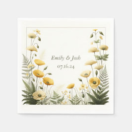 Tuin Feest Geel en Olijf Wildflower Servet