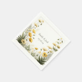 Tuin Feest Geel en Olijf Wildflower Servet (Hoek)