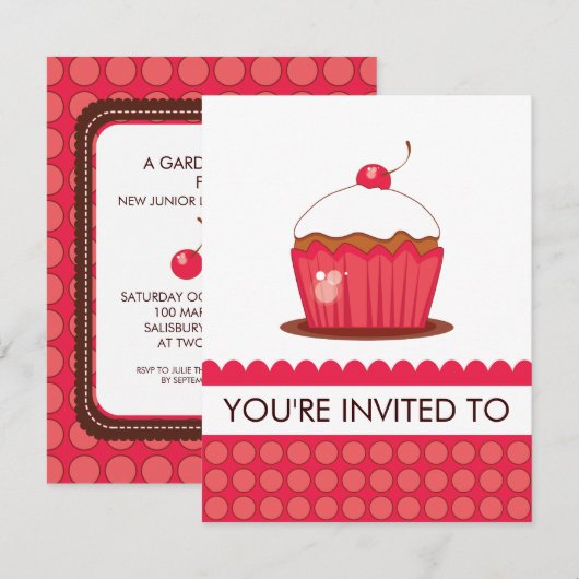 Tuin Feest of Sociale Luncheon Uitnodigingen (Voorkant / Achterkant)