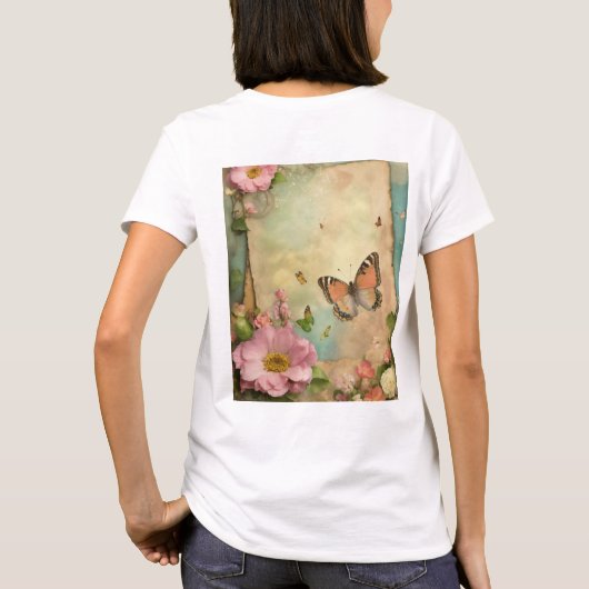 " Tuin Feest T-Shirt – Pastel Vlinders (Achterkant)