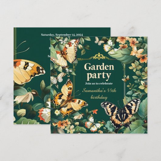 Tuin feest verjaardag uitnodiging (Voorkant / Achterkant)