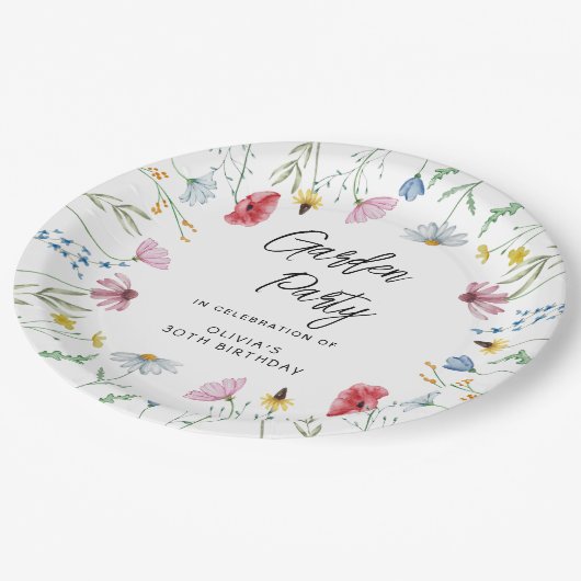Tuin Feest Wildbloemen Verjaardag Papieren Bordje (Gekanteld)