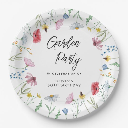 Tuin Feest Wildbloemen Verjaardag Papieren Bordje (Voorkant)