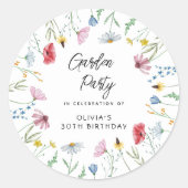 Tuin Feest Wildbloemen Verjaardag Ronde Sticker (Voorkant)