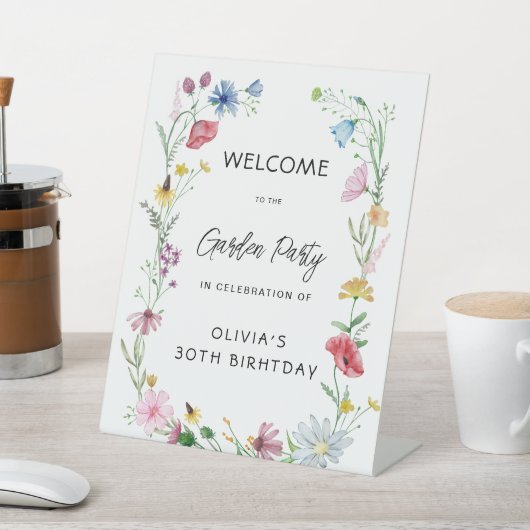 Tuin Feest Wildflower Verjaardag Reclamebord Met Voetstuk (Insitu)