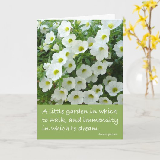 Tuin Feestuitnodiging, Trailing Flowers, Wit Kaart (Gele Bloem)