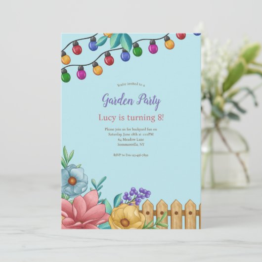 Tuin Feestverlichting Uitnodiging (Staand voorkant)