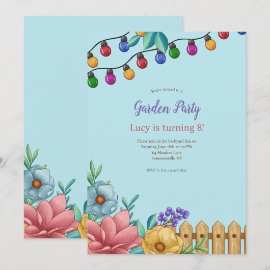 Tuin Feestverlichting Uitnodiging (Voorkant / Achterkant)