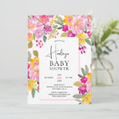Tuin felle bloemenwaterverf baby shower kaart (Staand voorkant)