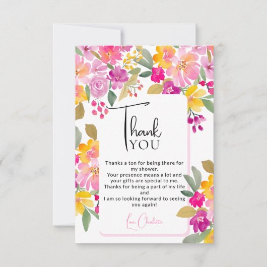 Tuin felle bloemenwaterverf vrijgezellenfeest bedankkaart (Voorkant)