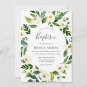 Tuin Floral Wreath Baptism Invitation Kaart (Voorkant)