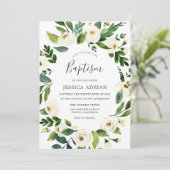 Tuin Floral Wreath Baptism Invitation Kaart (Staand voorkant)