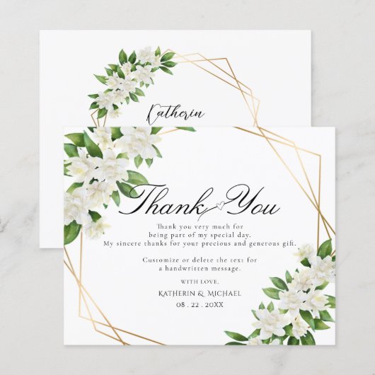 TUIN FLORALE GROENHEID Huwelijk Bedankkaart (Voorkant / Achterkant)