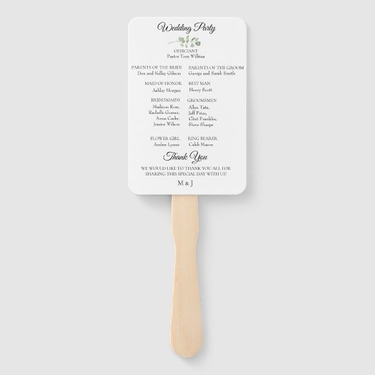 Tuin Foliage Boeket Trouwprogramma Fans Handwaaier (Achterkant)