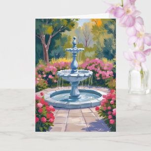 Tuin Fontein Bloem Schilderij Kaart
