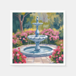 Tuin Fontein Bloem Schilderij Servet