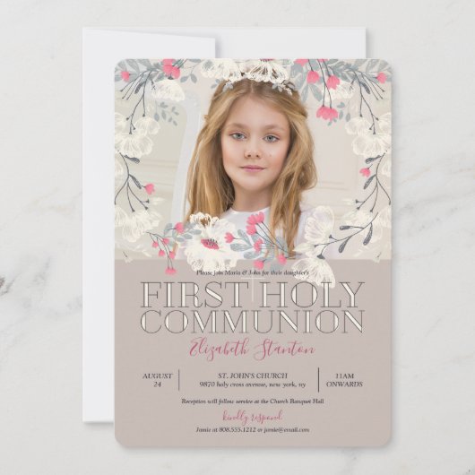  tuin Foto eerste Heilige Communie Kaart (Voorkant)