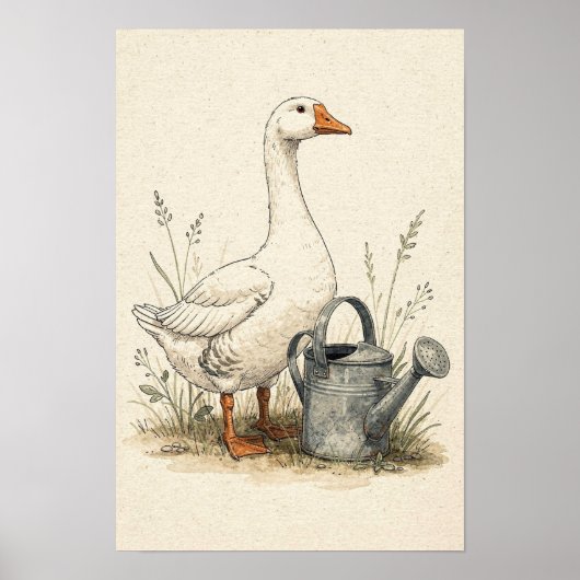 Tuin gans en gieter poster (Voorkant)