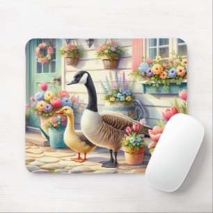 Tuin Ganzen Lente Illustratie Cottage Muismat