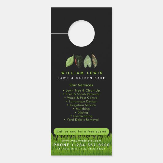 Tuin Gazon Care Landscaping verlaat Business Logo Deurhanger (Voorkant)