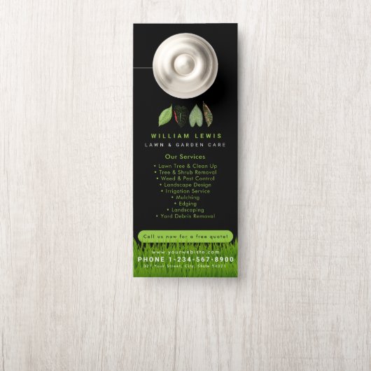 Tuin Gazon Care Landscaping verlaat Business Logo Deurhanger (Op knop)