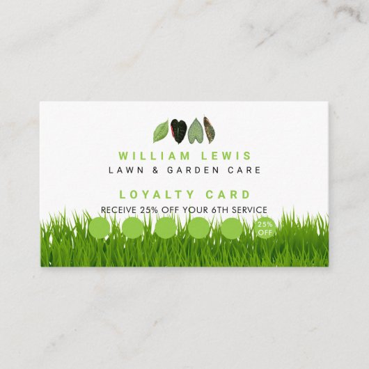 Tuin gazon zorg laat zakelijke loyaliteit visitekaartje (Voorkant)