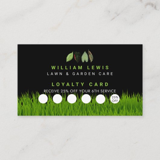Tuin gazon zorg laat zakelijke loyaliteit visitekaartje (Voorkant)