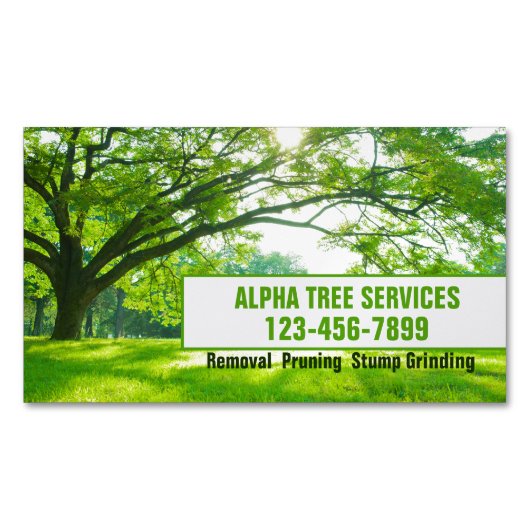 Tuin gazon zorg landschapsarchitectuur boom trimmi magnetisch visitekaartje (Voorkant)