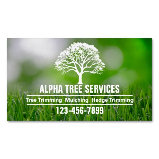 Tuin gazon zorg landschapsarchitectuur boomboomver magnetisch visitekaartje (Voorkant)