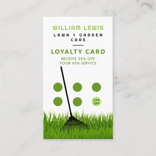 Tuin gazon zorg moderne gras hark loyaliteit visitekaartje (Voorkant)