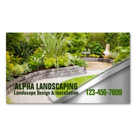 Tuin gazon zorg Tuinieren Landschapsarchitectuur Magnetisch Visitekaartje (Voorkant)