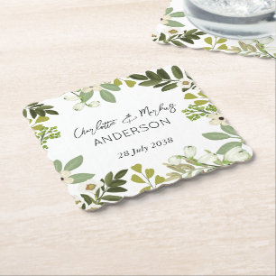 Tuin gebladerte groen krans bruiloft partij papier kartonnen onderzetters