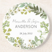 Tuin gebladerte groen krans bruiloft partij zandsteen onderzetter (Voorkant)