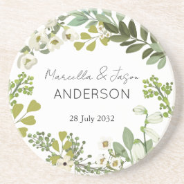 Tuin gebladerte groen krans bruiloft partij zandsteen onderzetter