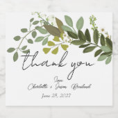 Tuin gebladerte groen wijnstokken bruiloft dank u likeurfles etiket (Enkel label)